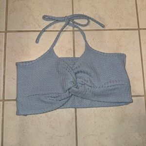 SHEIN Light Blue and Pink Twist Front Crop Top